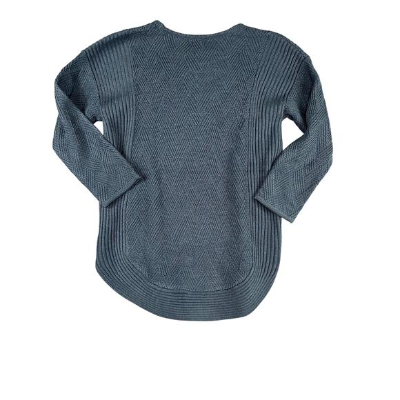 Women’s Lee Slate Blue Herringbone Knit Crewneck Sweater Small Excellent - Picture 2 of 9